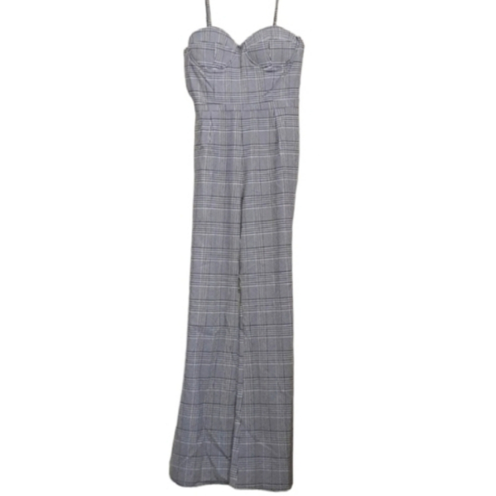 Olivaceous Jumpsuit Plaid Adjustable Spagetti Straps Size Large NWT - Picture 9 of 15